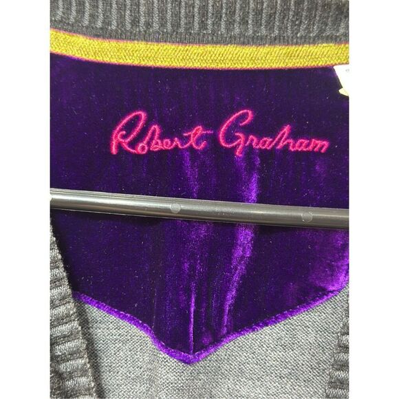 Robert Graham 100% Soft Wool V-Neck Men''s Gray Sweater Size XL - Picture 6 of 11